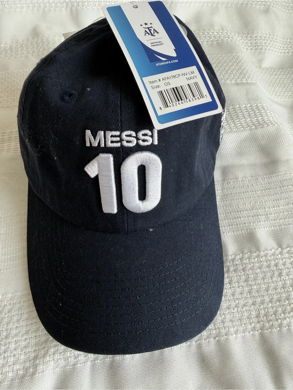 Lionel Messi #10 Embroidered Navy Cotton Cap - Official Argentina Association